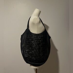 Linea Pelle oversized woven leather bag — black